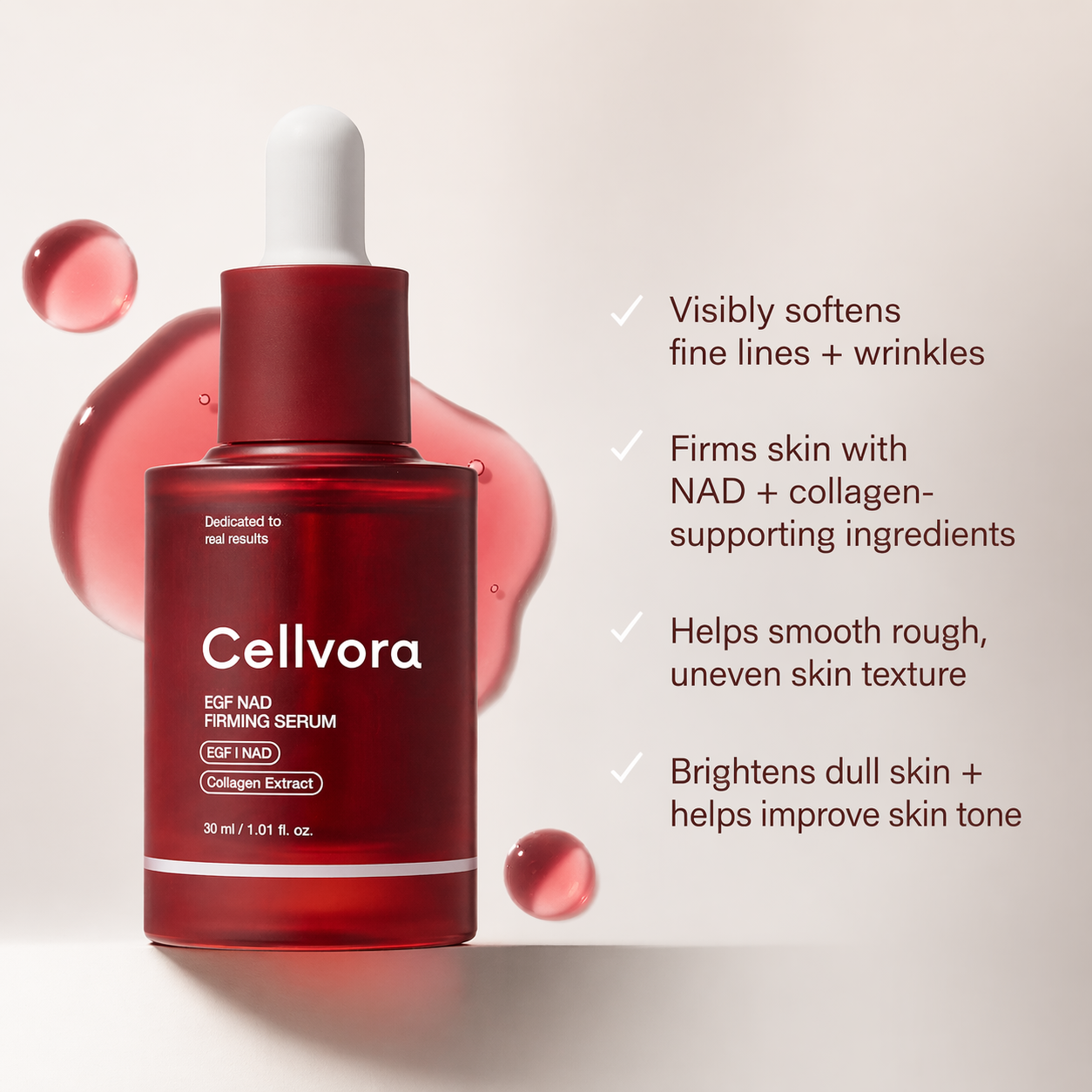 Firming Facial Serum - with NAD+, EGF & Peptides